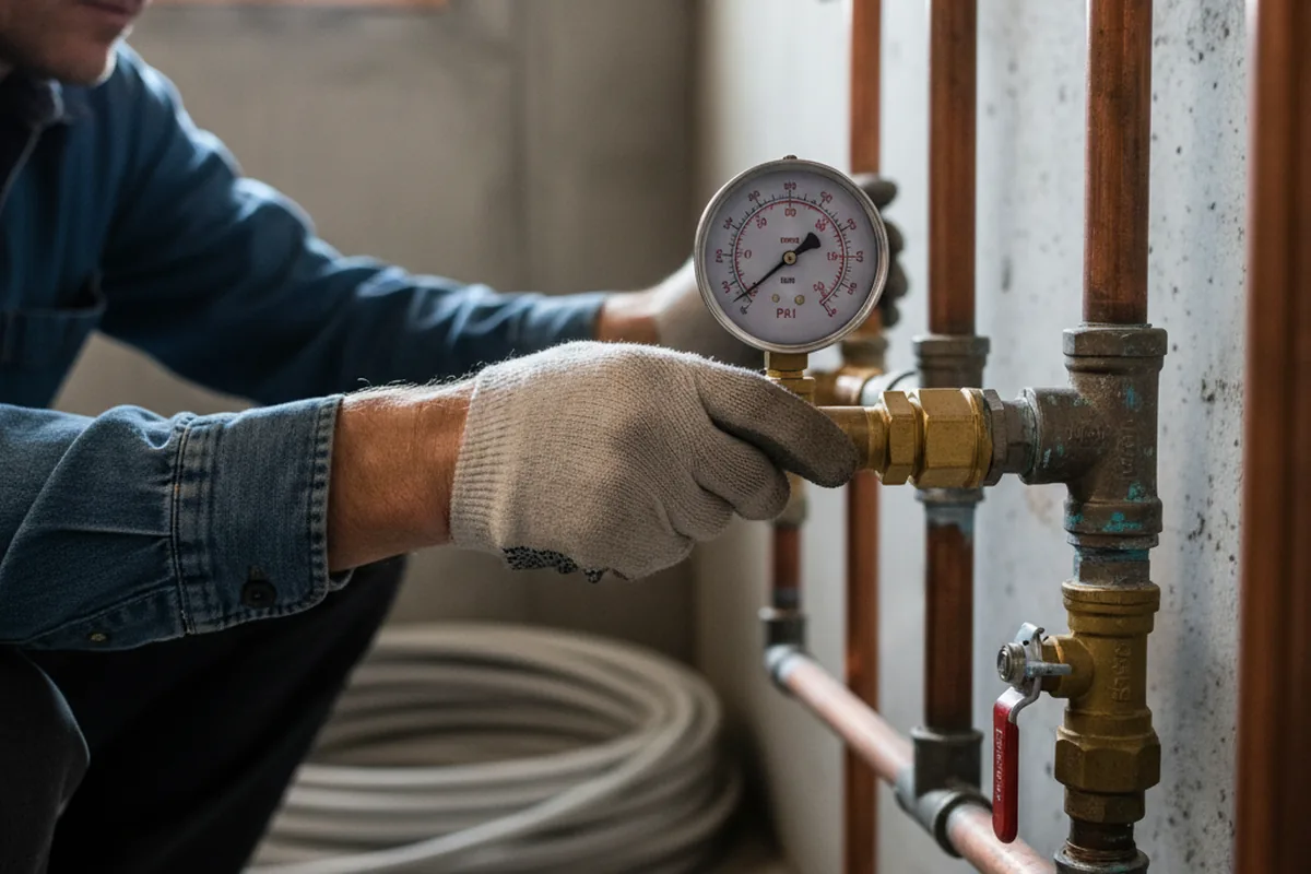 Pressure testing a repaired line during Water Line Repair in Ridgecrest